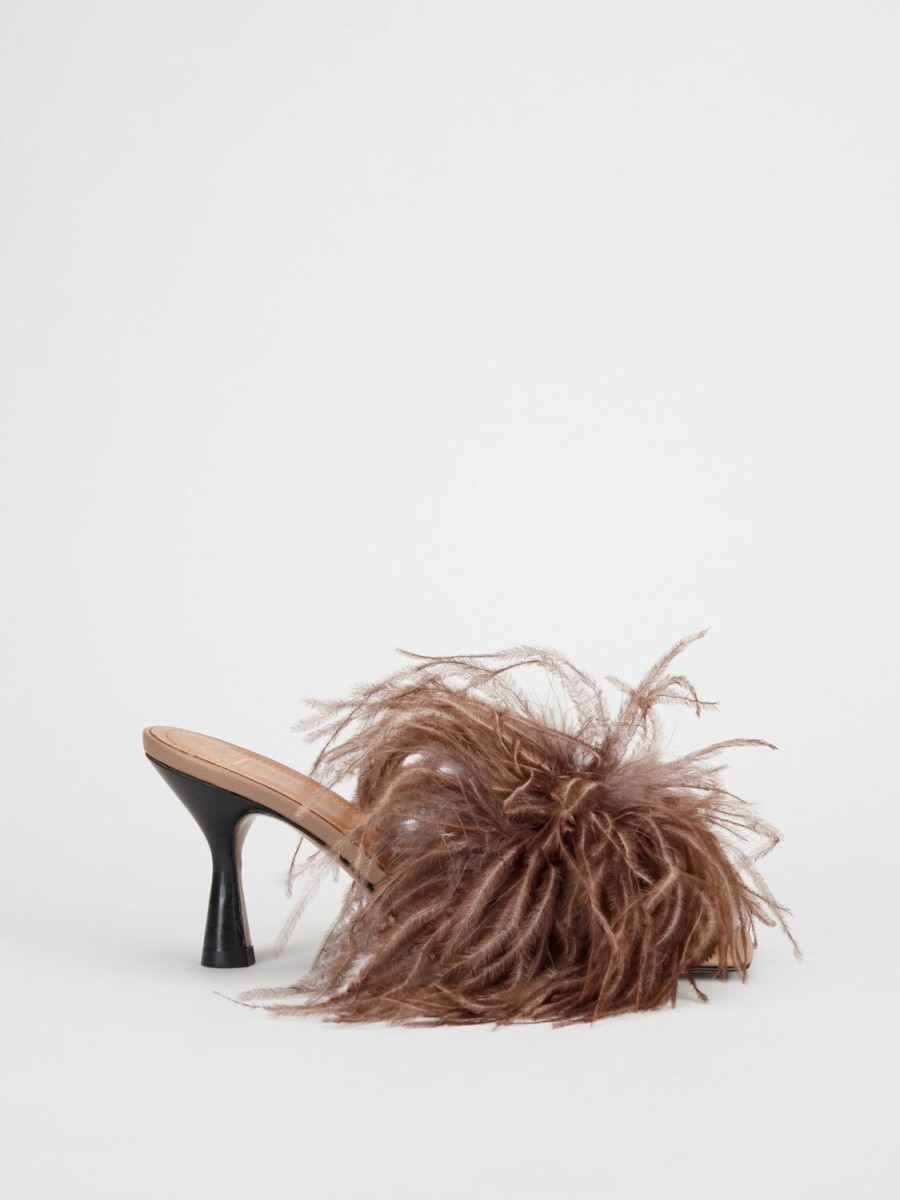 ATP Atelier Costanza Feathers/Leather Heeled Sandals | Sandals