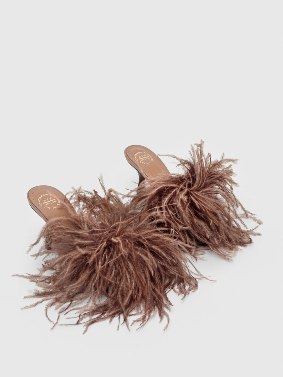 ATP Atelier Costanza Feathers/Leather Heeled Sandals | Sandals