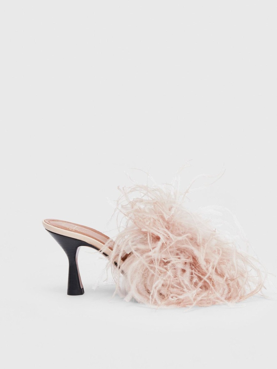 ATP Atelier Costanza Feathers/Leather Heeled Sandals | Sandals